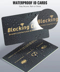 RFID Blocking Card Shield For Wallets And Travel Passports No Nonsense Protection For Debit And Credit Cards From Skimming Slim Ultra Compact Wallet Protector 4 Pack Black waterproof card close-up