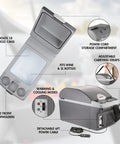 Portable 14 Liter Thermoelectric Cooler Warmer With 12 Volt DC Power for Car RV and Camping Use, showing interior and features.