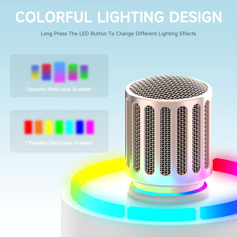 Wireless Microphone For Singing And Speaking With Ultra Stable 200 Ft Range, 9ms Latency, LED Lights showing color effects