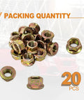 Thirty Piece Heavy Duty Exhaust Serrated Spin Hex Lock Nuts M10x1.25 stacked, showing 20 durable automotive fasteners.