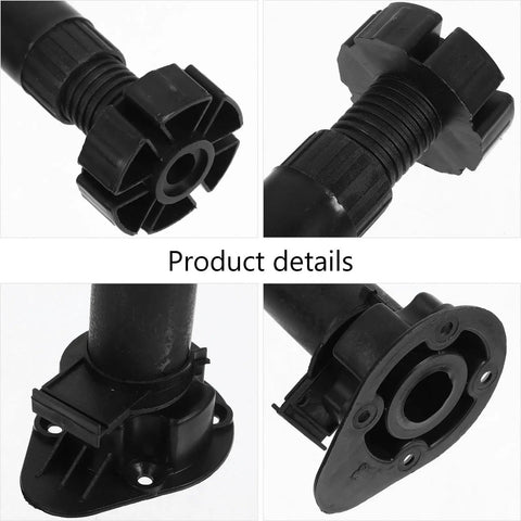 Close-up details of 4 Pack Adjustable Cabinet And Table Furniture Legs Black ABS With Thickened Reinforced Support for easy installation.
