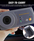 Person holding Pro Grade Sound Calibrator For Sound Level Meters With Three Calibration Levels 114dB 104dB And 94dB At 1000 Hz