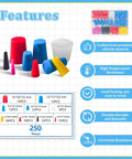 250 Piece Silicone Tapered Plug Kit With 9 Sizes For Heat Resistant Masking Up To 600 Degrees F Perfect For Powder Coating Painting Electroplating And Anodizing Jobs Without Leaking Or Failure On A Dime, assorted silicone plugs