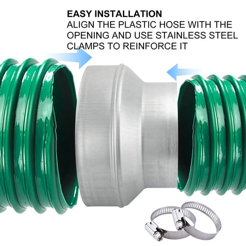 Six To Four Inch Duct Reducer Adapter Easy Fit Round Metal Pipe Reducer with green ducts for HVAC systems