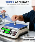 Heavy Duty Industrial Counting Scale With 30kg Capacity And 0.5g Precision For Coins And Parts, shown with weights on display