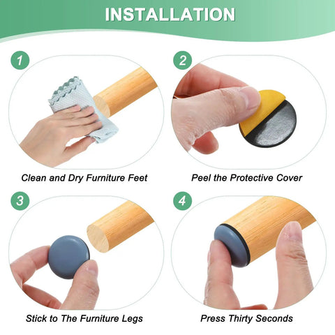 Installation steps for 20-Pack Furniture Sliders With Self Adhesive PTFE Pad Mover Glides For Chair Kitchen Appliances.