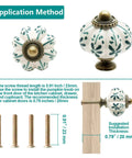 Ivory Pumpkin Ceramic Cabinet Knobs Set 12 Piece Vintage Leaf Pattern Drawer Pulls with mounting screws detail and size guide