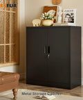 Heavy Duty 36 Inch Black Metal Storage Cabinet With Locking Doors, 2 Adjustable Shelves, in home setting