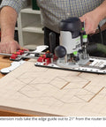 Solid Multi Function Router Base Built With Tough Three Eighth Inch Guide Rods For Dead On Edge Guidance adjusting guide for precise arc routing.