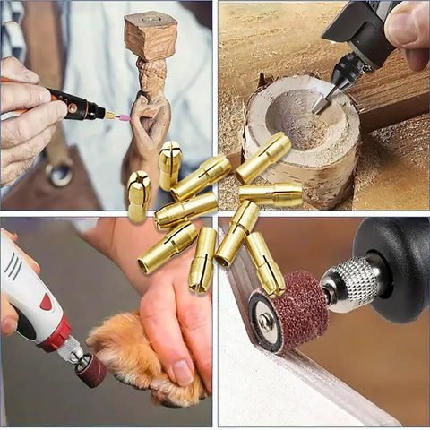 Versatile 10 Piece Drill Chuck Adapter Kit For Rotary Tools With Precision Collet Set used in various DIY projects
