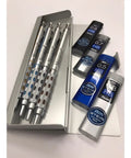 Ultimate Drafting Pencil Set With 0.3mm 0.5mm 0.7mm And 0.9mm Leads, Four Refills And Silver Finish Case, open view