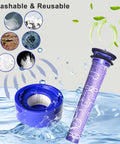 Rock Solid 10000mAh Replacement Battery For Dyson V7 Cordless Vacuum Sv11 Heavy Duty filter components in water with bubbles.
