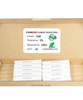 Open box of 10 Pack 10W Ceramic Cement Resistors 200 Ohm Wirewound With 5 Percent Tolerance For DIYers And Hobbyists High Temperature Use In Induction Circuits 200R