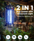 Plug In Bug Zapper For Indoor Outdoor Use, Waterproof Electric Mosquito And Fly Killer Lamp With 4200V Grid, 15W Attractive Light