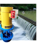 5KW And 10KW Hydroelectric Generator With 3m Water Head, Axial Flow Turbine, shown next to a small waterfall in natural setting.