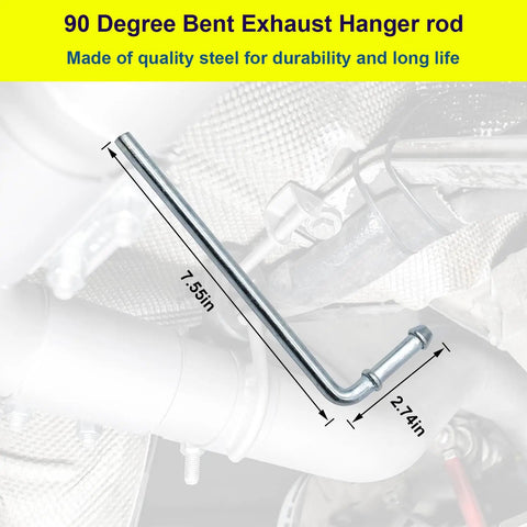 90 degree bend rod from Rubber Exhaust Hanger Kit With 0.47 Inch Holes Adjustable Muffler Hangers For 2 Or 4 Hole Mounts.