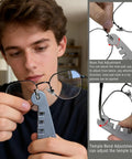 Person using All In One Eyeglass Frame Adjustment Tool For DIY Glasses Repair Curvature Bender For Temple Arms And Nose Pads Precision Tweaks