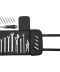 Moto Club Series Riders Maintenance Tool Set With Roll Case MCK 3140 displayed open with tools organized