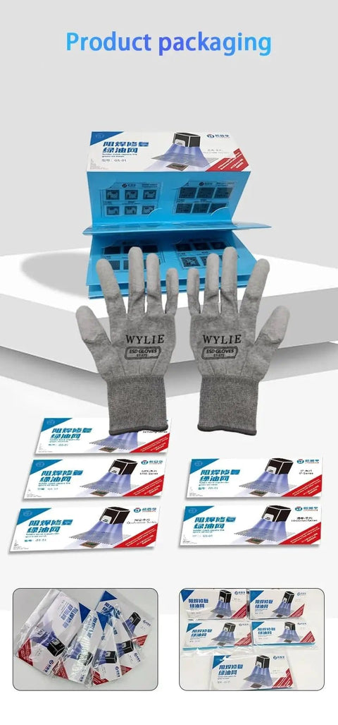 Pro Grade 9 Piece Solder Mask Repair Kit For Samsung Exynos Boards With Green Oil UV Stencil Set ESD Gloves packaging