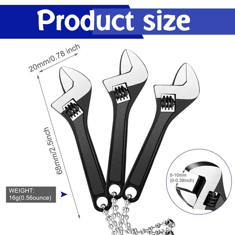 Three Piece Mini Adjustable Wrench Set With Knurl Wide Jaw, Pocket Hand Spanners And Micro Wrenches, 2.5 Inch Portable Auto Repair Tools For Quick Fixes, Lightweight Chain Wrench Kit For Small Jobs