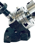 3 Inch Tilting Rotary Table With 70mm 4 Jaw Independent Dog Chuck And M6 Clamp Kit showcasing gear and low profile precision setup.