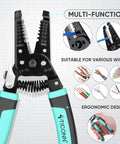 Ratcheting Wire Crimp Tool Combo Kit For Heat Shrink Connectors And AWG 22 To 10 Splices with cushioned non-slip handles.