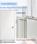 Back view of Slick Lockable Access Door With Paintable Finish And Concealed Hinges for Drywall, showing dimensions and frame features.