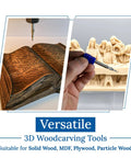 3D Carving Tapered Ball Nose End Mill Bit Set, One Quarter Inch Shank, Two Piece, for DIY CNC Woodworking on wood sculpture