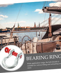 Heavy Duty Galvanized Steel Lifting Shackles Two Pack with a bearing ring on a boat, suitable for off road recovery and towing.