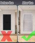 Before and after comparison of Top Shelf Aluminum Louvered Access Panel For Wall Mounted Plumbing Inspection No Sweat Vent Cover.
