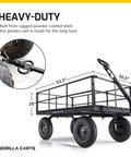 Heavy Duty Steel Utility Cart With 9 Cu Ft Bed And 1200 Lb Capacity Towable Outdoor Hauling Wagon With Removable Side Panels