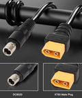 XT60 To 8mm Adapter Cable 14AWG DC8020 Power Connector XT60 Male To Female Bullet Cable on black background