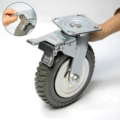 Heavy Duty Plate Casters Set 6 Inch Swivel Wheels With Brake Anti Skid 360 Degree Ball Bearing Castors Four Pack