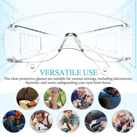 Six Pair Set Top Shelf protective Safety Glasses With smart Vitilated Wraparound Frames Antifu light Side Shields And heavy duty Grip For Hard Hat Sites That Really Slaps, clear lens front view.