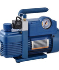 Blue V120SV Vacuum Pump With R410 Filtration For 1 Liter Capacity And Variable Frequency Control, side view, gauges visible