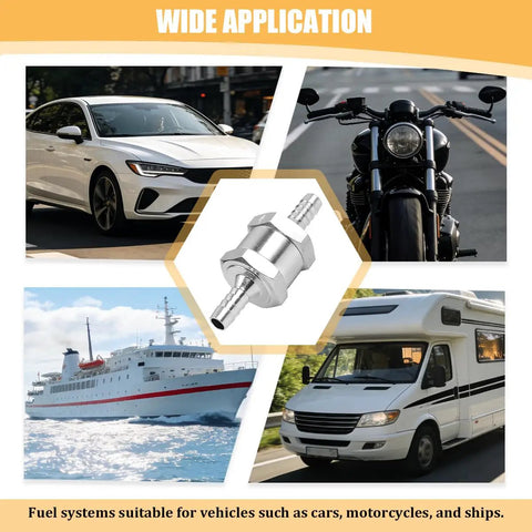 Two Piece One Way Check Valve With Mounting Clamps Rock Solid Aluminum Alloy Flow Regulator used in cars, motorcycles, and ships.