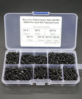 500 Piece M3 Self Tapping Screw Assortment Kit With Sturdy Storage Case showing assorted lengths of black zinc plated screws.