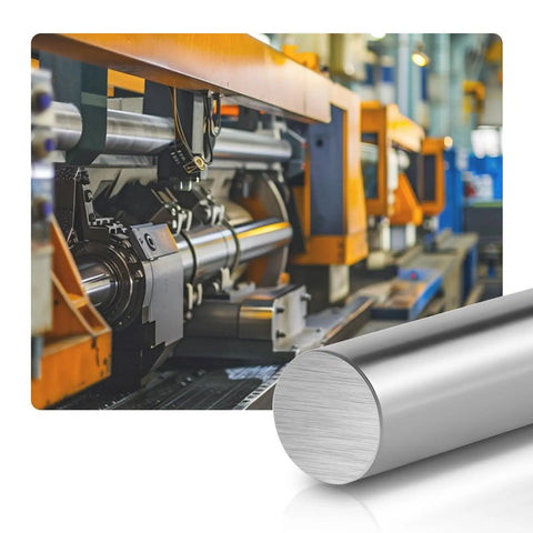 Close-up of industrial machine using Two Pack 25 Mm By 1000 Mm Linear Motion Rods Carbon Steel Shafts Anti Rust Finish for cutting