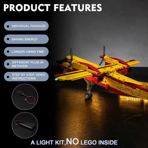 LED Light Kit For LEGO Technic Firefighter Aircraft 42152 Lights Only No Bricks Easy Install highlighted features view.