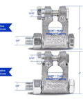 Heavy Duty Battery Terminals Set With Anti Corrosion Military Grade Quick Release Connectors For Marine Boats Cars RVs And Other Vehicles One Pair With High Conductivity And Corrosion Resistant Build For Maximum Performance.