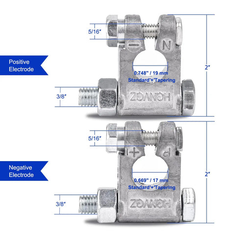 Heavy Duty Battery Terminals Set With Anti Corrosion Military Grade Quick Release Connectors For Marine Boats Cars RVs And Other Vehicles One Pair With High Conductivity And Corrosion Resistant Build For Maximum Performance.