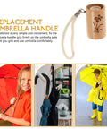 Top Shelf Wooden Replacement Umbrella Handle For Folding Parasols And Sun Canopies With Heavy Duty 13 To 14 Millimeter Shaft Grip and Dang Comfy Feel for Daily Rain Gear, ergonomic J shape design