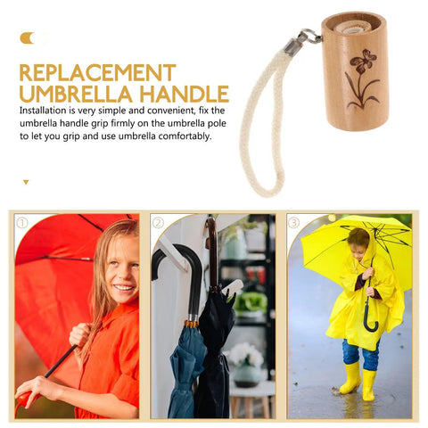 Top Shelf Wooden Replacement Umbrella Handle For Folding Parasols And Sun Canopies With Heavy Duty 13 To 14 Millimeter Shaft Grip and Dang Comfy Feel for Daily Rain Gear, ergonomic J shape design