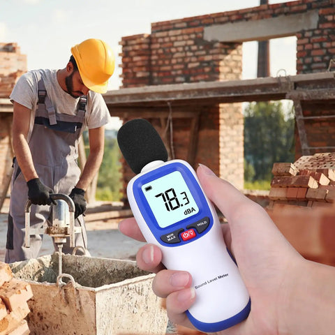Portable SPL Meter With Digital Noise Level Gauge 30 To 130 dB A Range For Pro Grade Sound Pressure Measurements In Music Recording Studios Offices Home Industrial Noise Monitoring And More at construction site