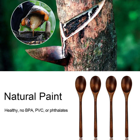 Six Piece Japanese Natural Wooden Spoons Set For Cooking And Eating Great For Stirring Tea Honey Soda Dessert And Nonstick Pots