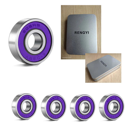ABEC 9 Chrome Steel Skateboard Bearings 16 Pack For Longboards Skates Scooters And Roller Skates Purple Color Pre Lubricated High Speed