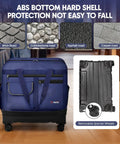 36 Inch Rolling Duffel Bag With Wheels, Expandable Three Layer Design, Hardshell Base For Extra Protection, Navy
