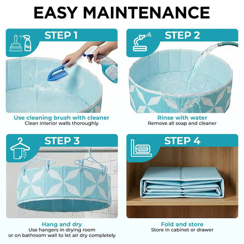 Easy maintenance steps for Heavy Duty Foldable Dog Pool For Large Dogs With 0.5mm PVC, Non Slip Bottom, Collapsible Kiddie Pool