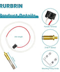 RURBRIN LP thermopile sensor with 24in white cable and brass tip; includes black female terminal and mounting clip