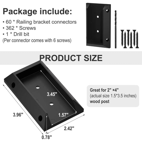 Deck Railing Bracket Connectors 20 Pack For 2x4 Posts For Wooden Deck Or Handrail Railing Posts Durable Nylon Fiber